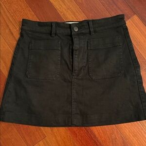 Everlane Classic Black Denim Patch Pocket  Mini Skirt Size 8